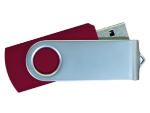 USB Flash Drives Matt Silver Swivel - Maroon