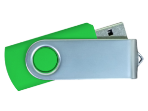 USB Flash Drives Matt Silver Swivel - Green