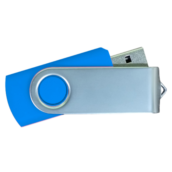 USB Flash Drives Matt Silver Swivel - Royal Blue