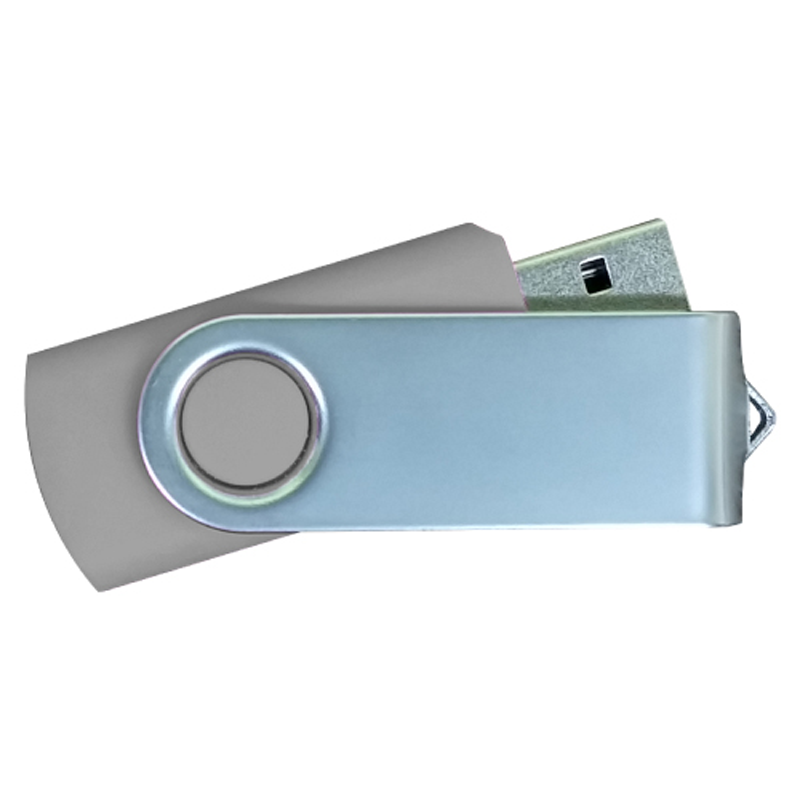 USB Flash Drives Matt Silver Swivel - Grey