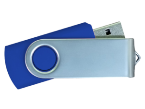 USB Flash Drives Matt Silver Swivel - Navy Blue