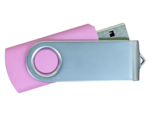 USB Flash Drives Matt Silver Swivel - Pink