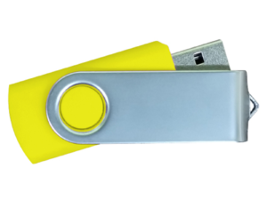 USB Flash Drives Matt Silver Swivel - Yellow