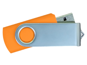 USB Flash Drives Matt Silver Swivel - Orange