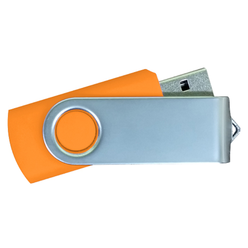 USB Flash Drives Matt Silver Swivel - Orange