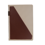 A5 Notebook, Brown Strips with Brown Pocket, 192 Pages