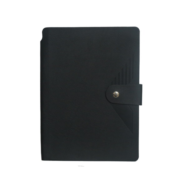 A5 Notebook, Soft Black with Button Closure, 192 Pages