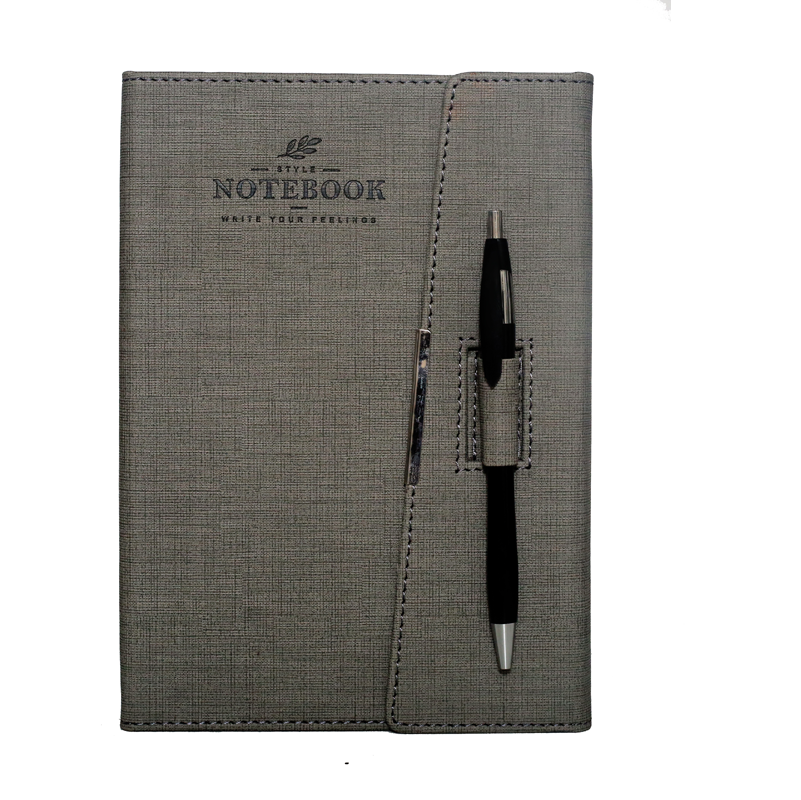 A5 Notebook, Professional Notebook Brown with Closure and Pen Holder, 192 Pages