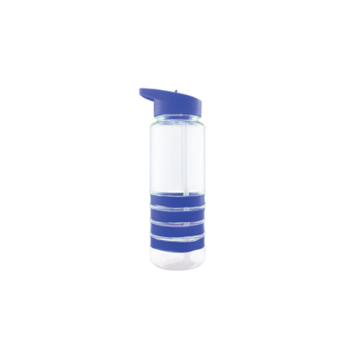 Sports Water Bottle with Straw and Blue Bands